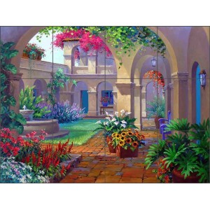 Courtyard Tile Backsplash Ceramic Mural Senkarik Flower Garden Art MSA137   112724286283